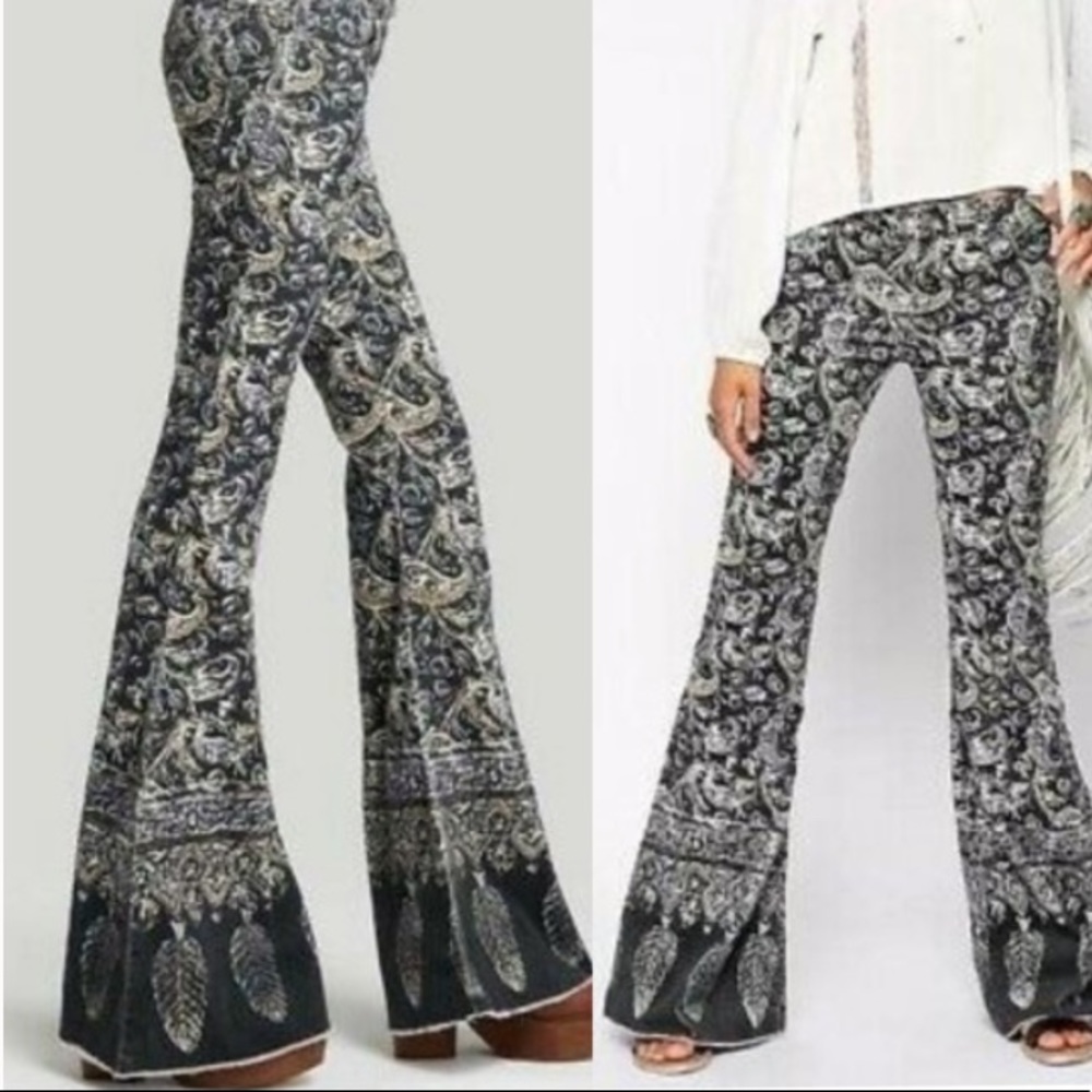 Free People Printed Corduroy Flares